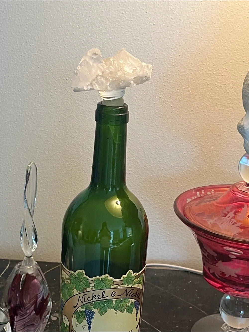 Genuine Clear Quartz Cluster Bottle Stopper.
